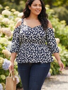 Torrid Daisy Cold-Shoulder Peplum Top